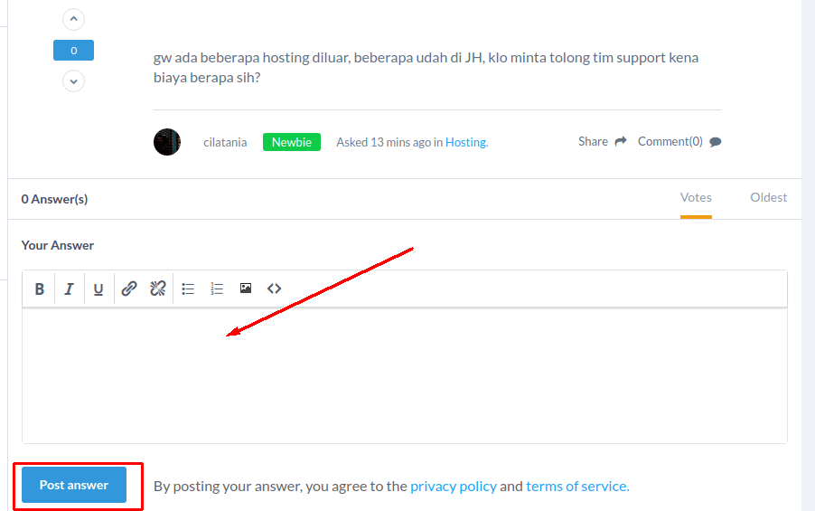 Cara menjawab di FOrum Jagoan Hosting
