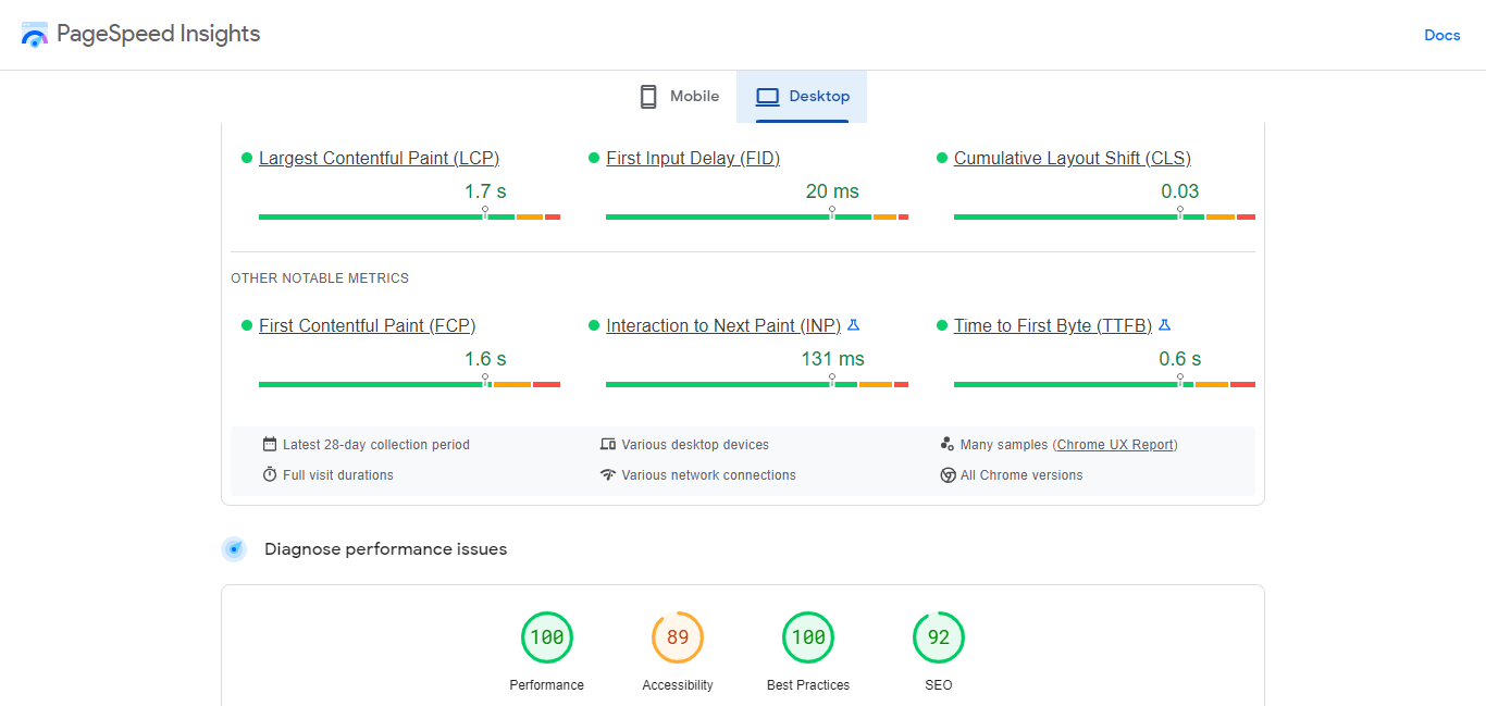 google page speed insight