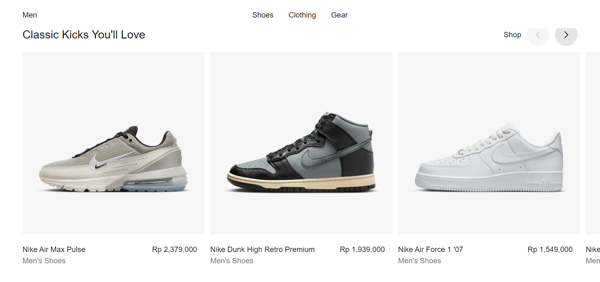 contoh website toko online nike