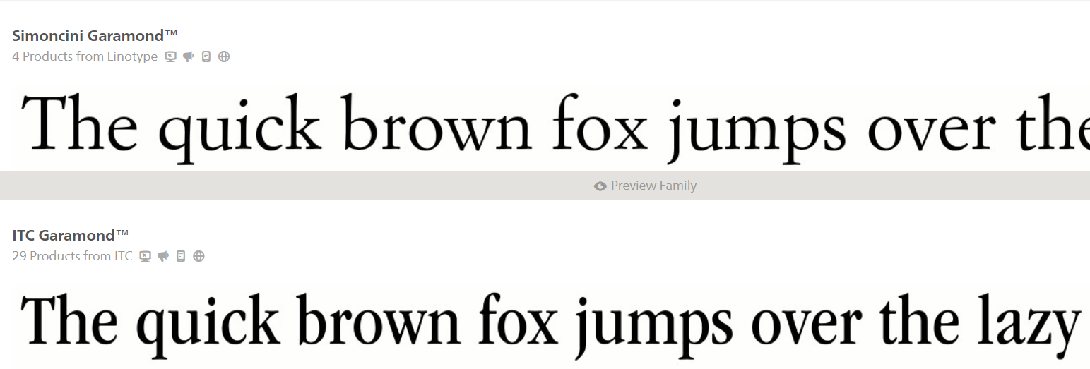 font garamond untuk website