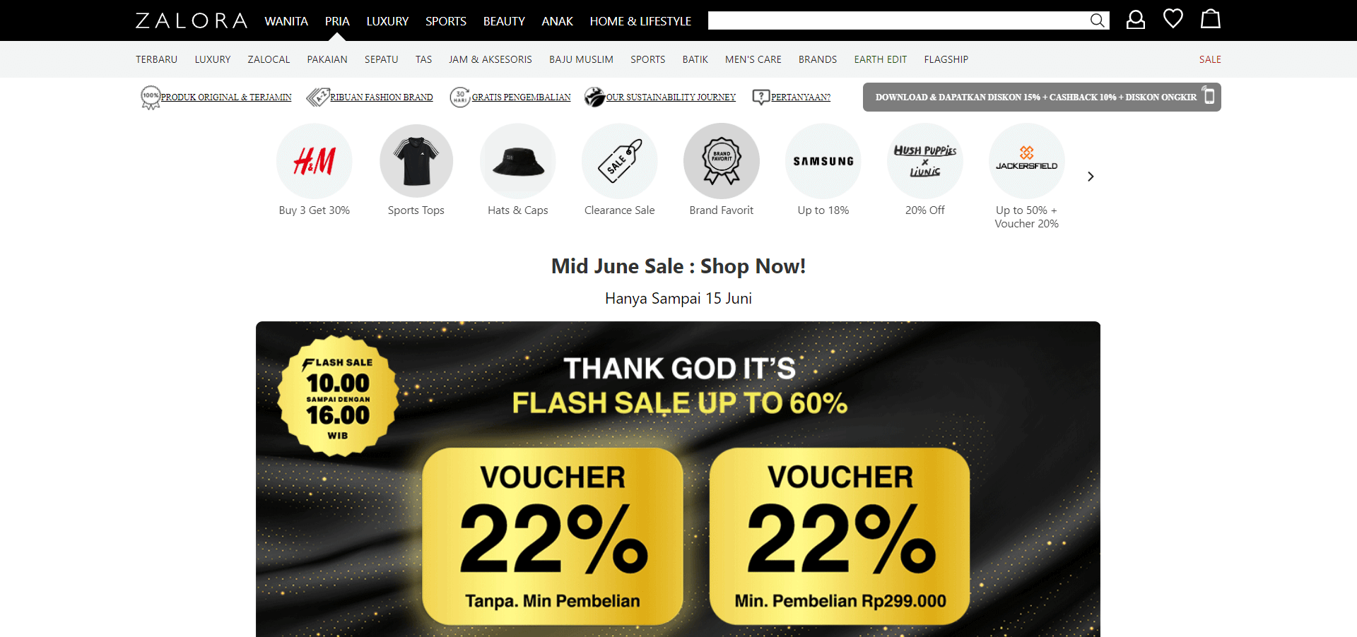 contoh web bisnis zalora