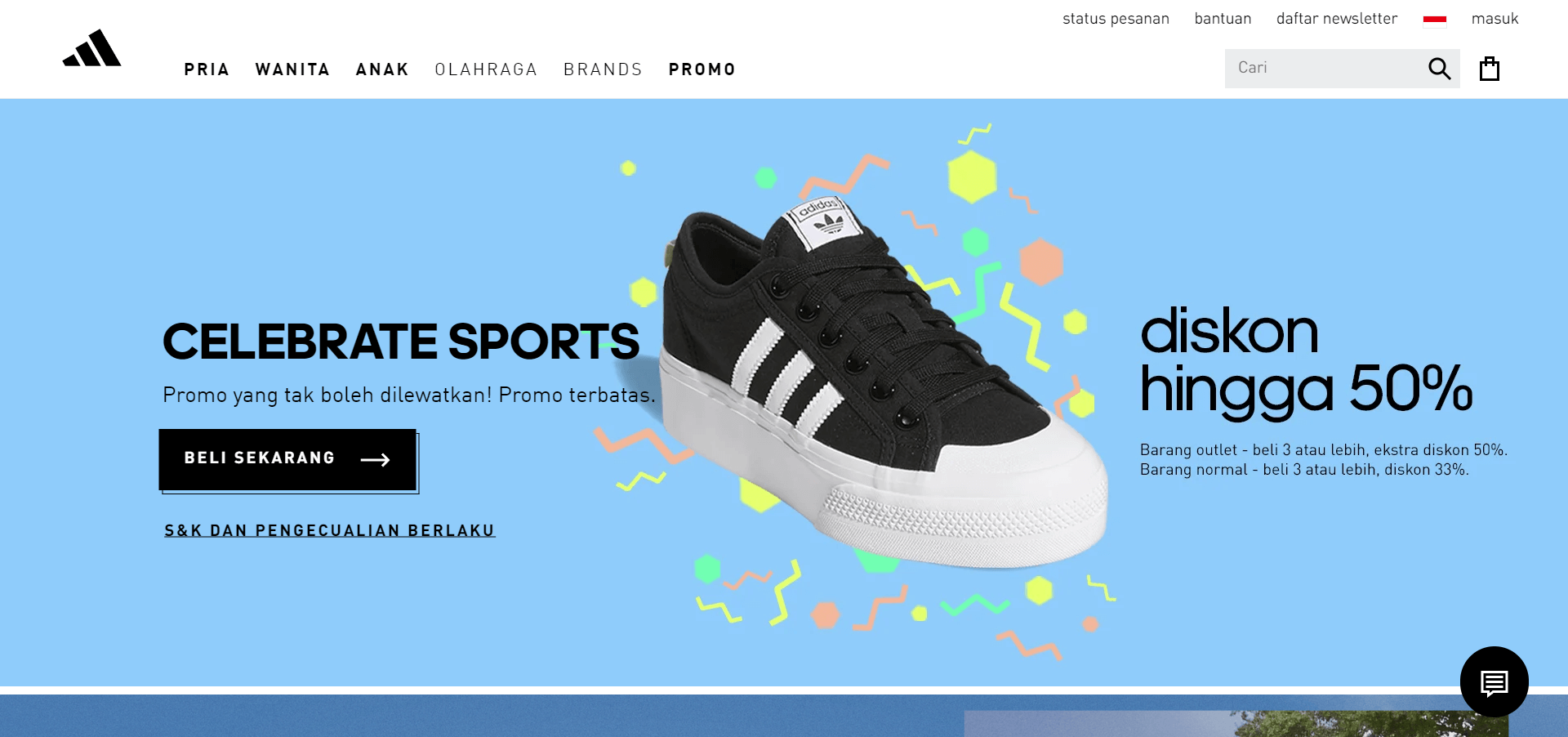 contoh website bisnis adidas