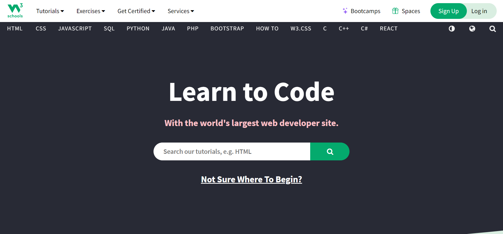 website belajar coding - w3schools