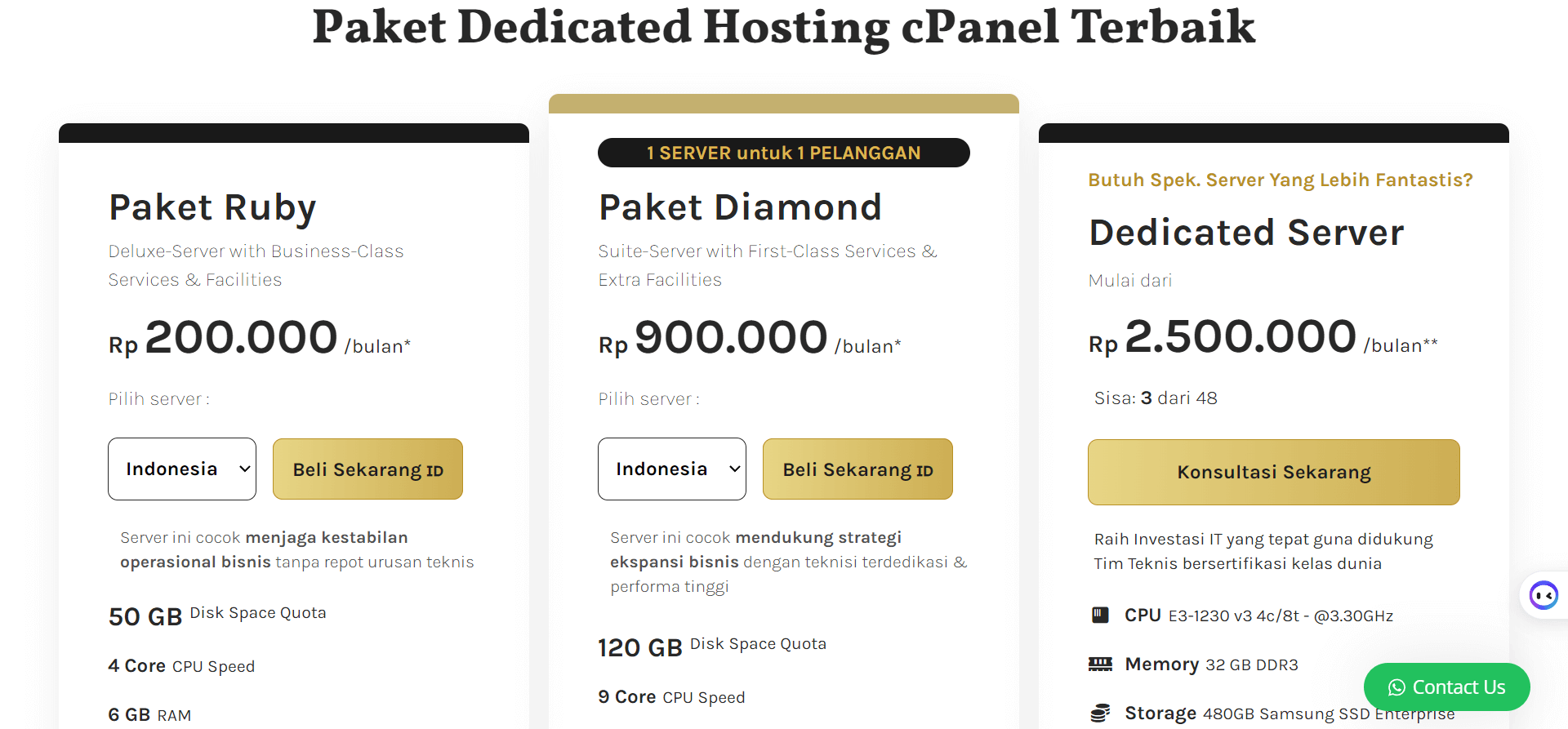 harga dedicated hosting