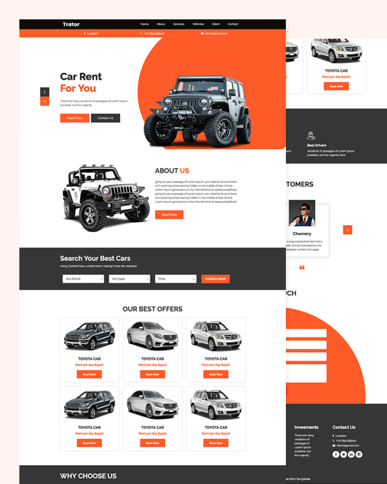 rent car website template