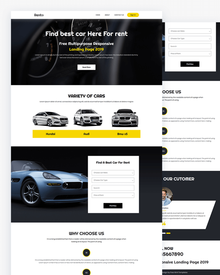 rento web rent car template