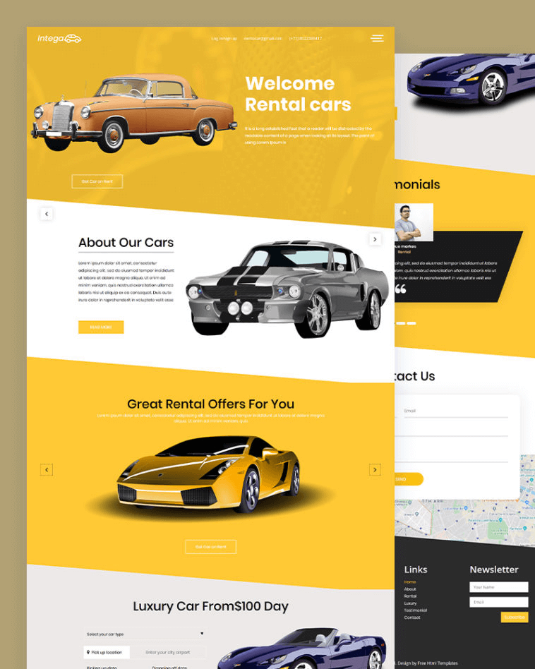 car rental website template