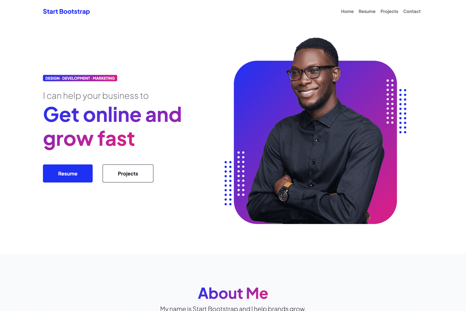 template landing page