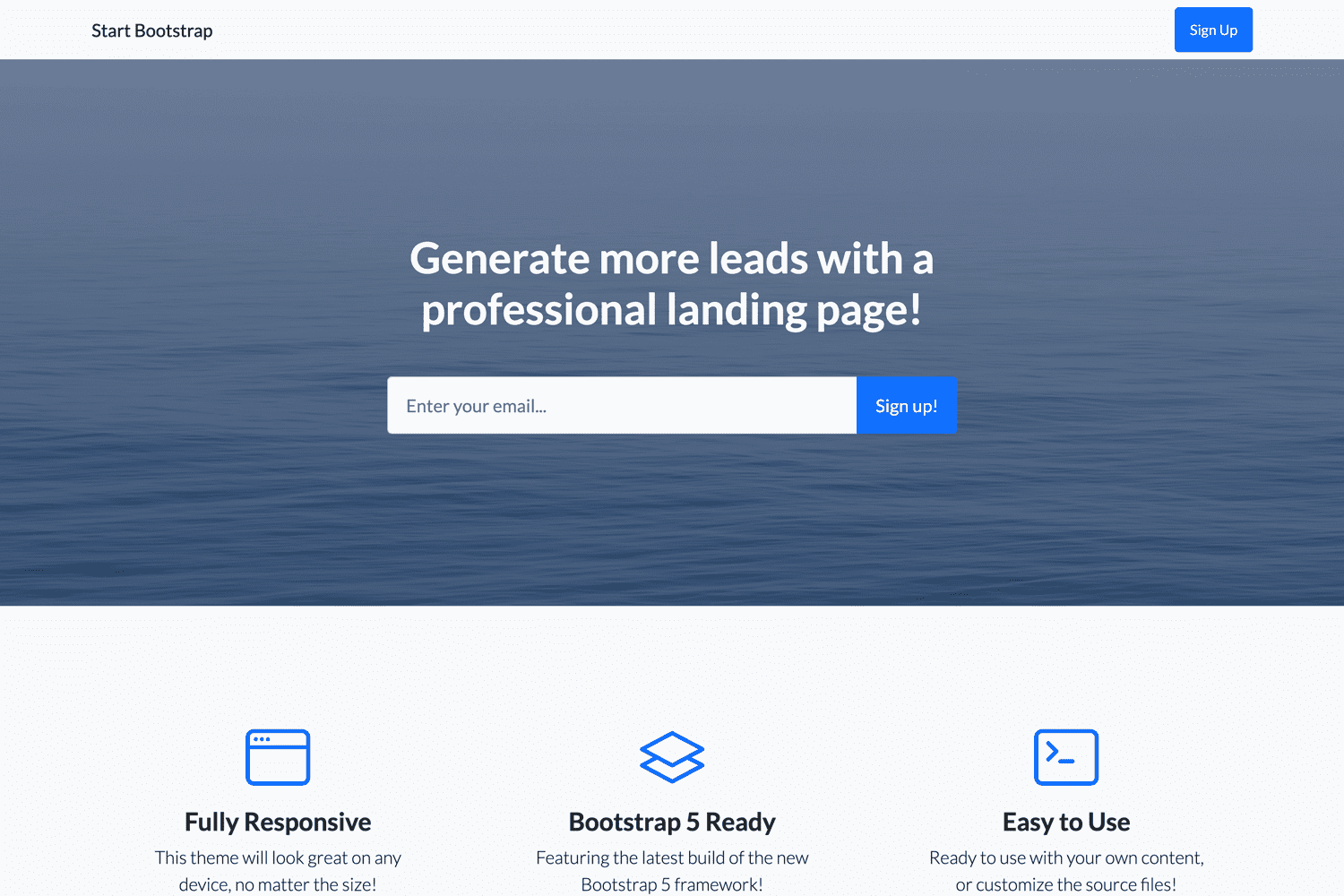 template landing page