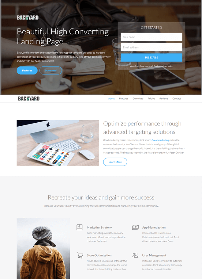 free html landing page templates