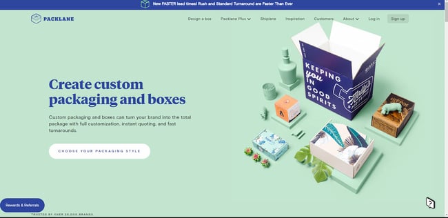 b2b website examples: packlane