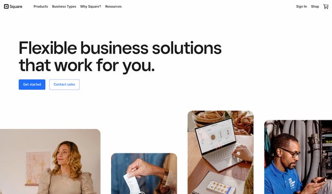 b2b website examples: square