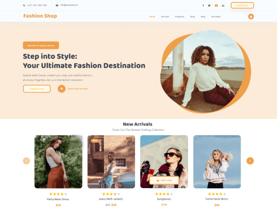 contoh landing page fashion