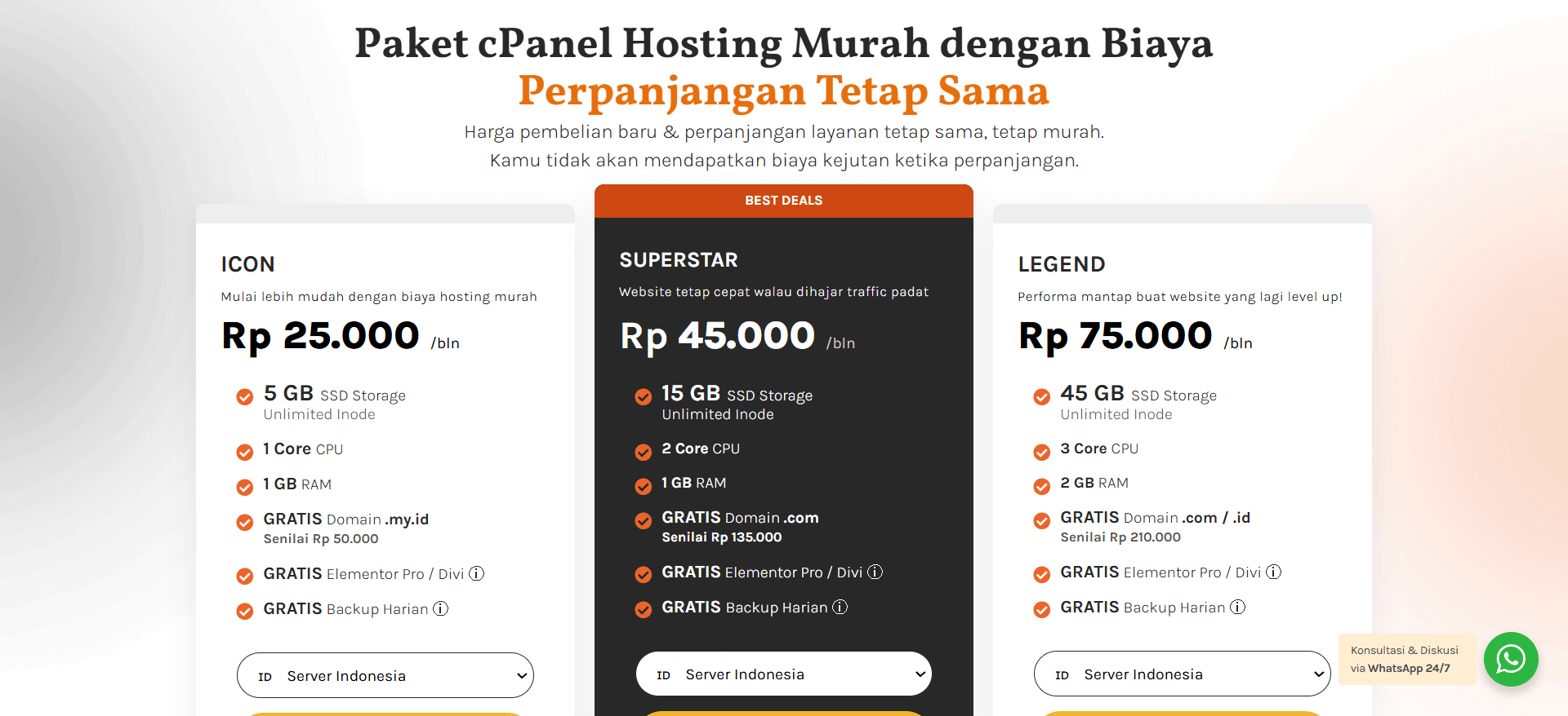 pilih paket hosting