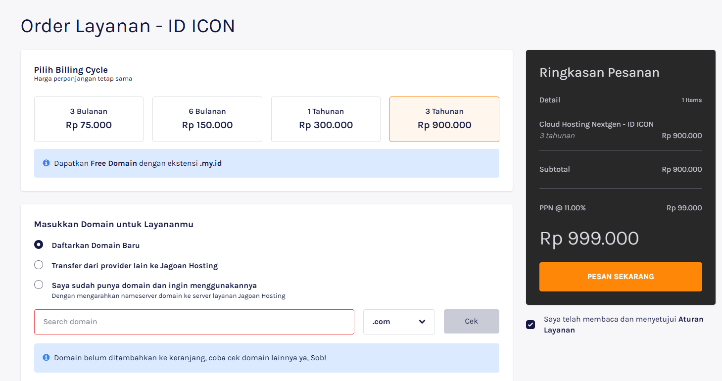 lengkapi form order