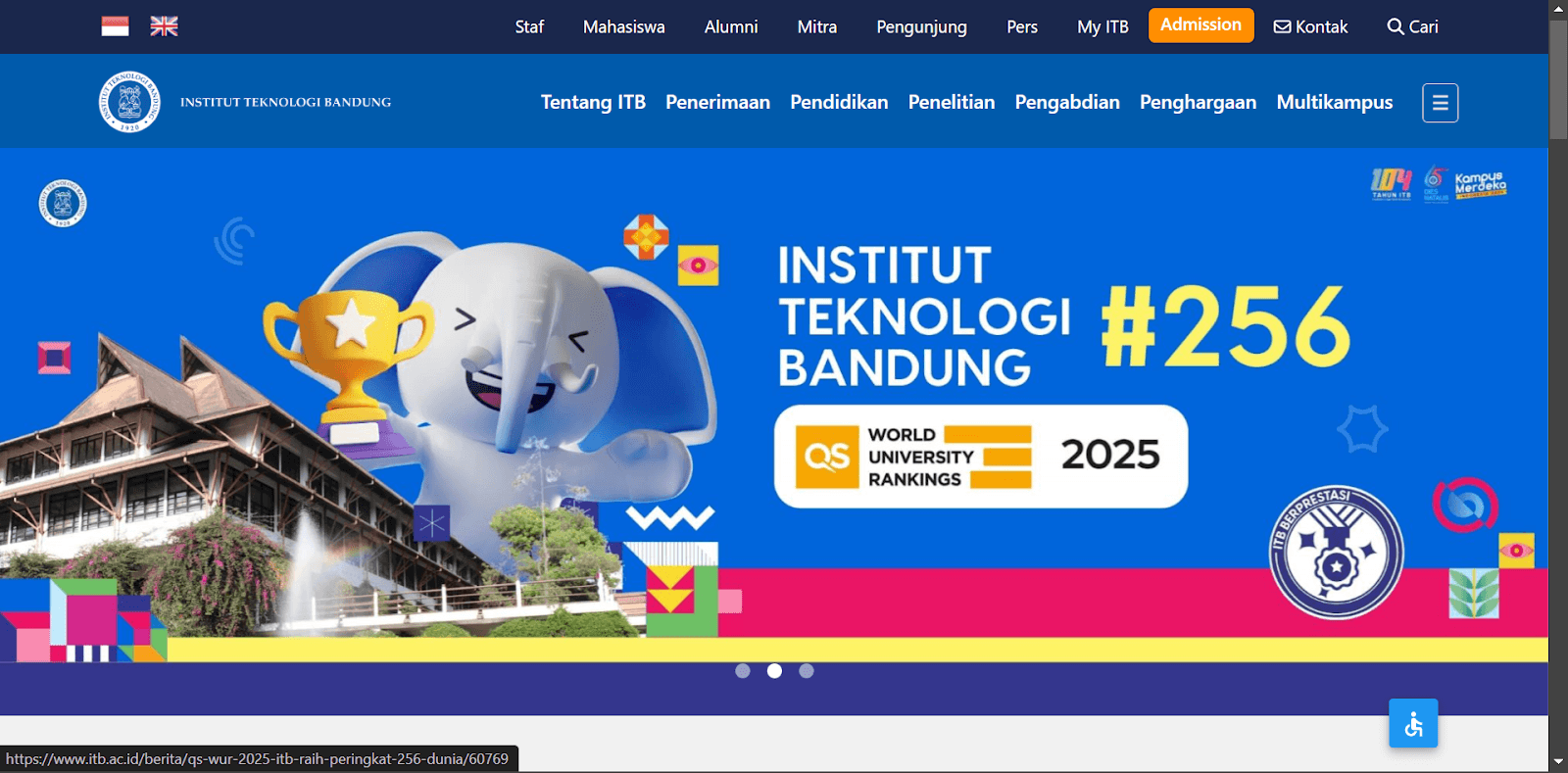 contoh website universitas ITB