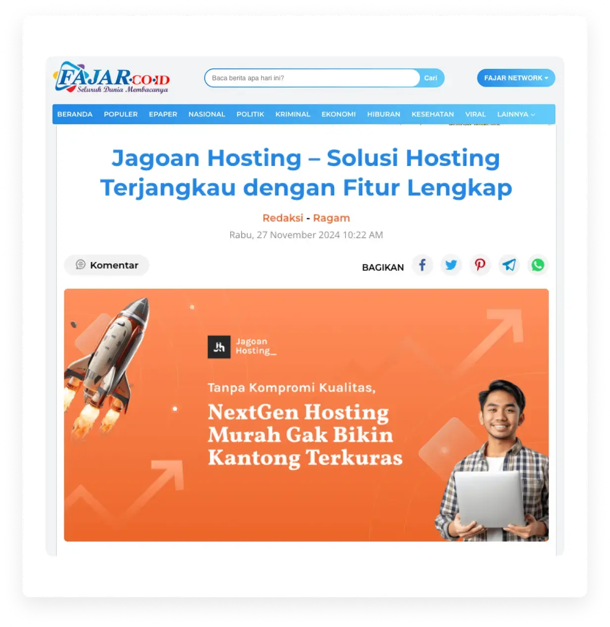 review shared hosting di fajar media