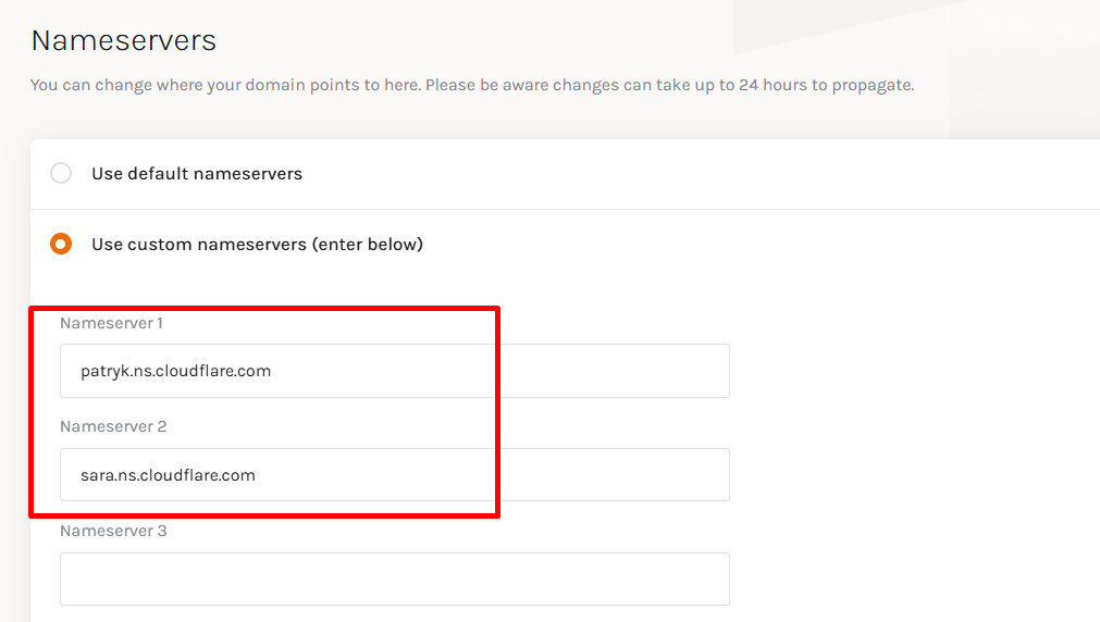 Setting nameserver