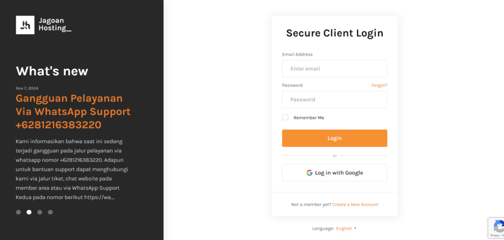 Login Member Area Jagoan Hosting