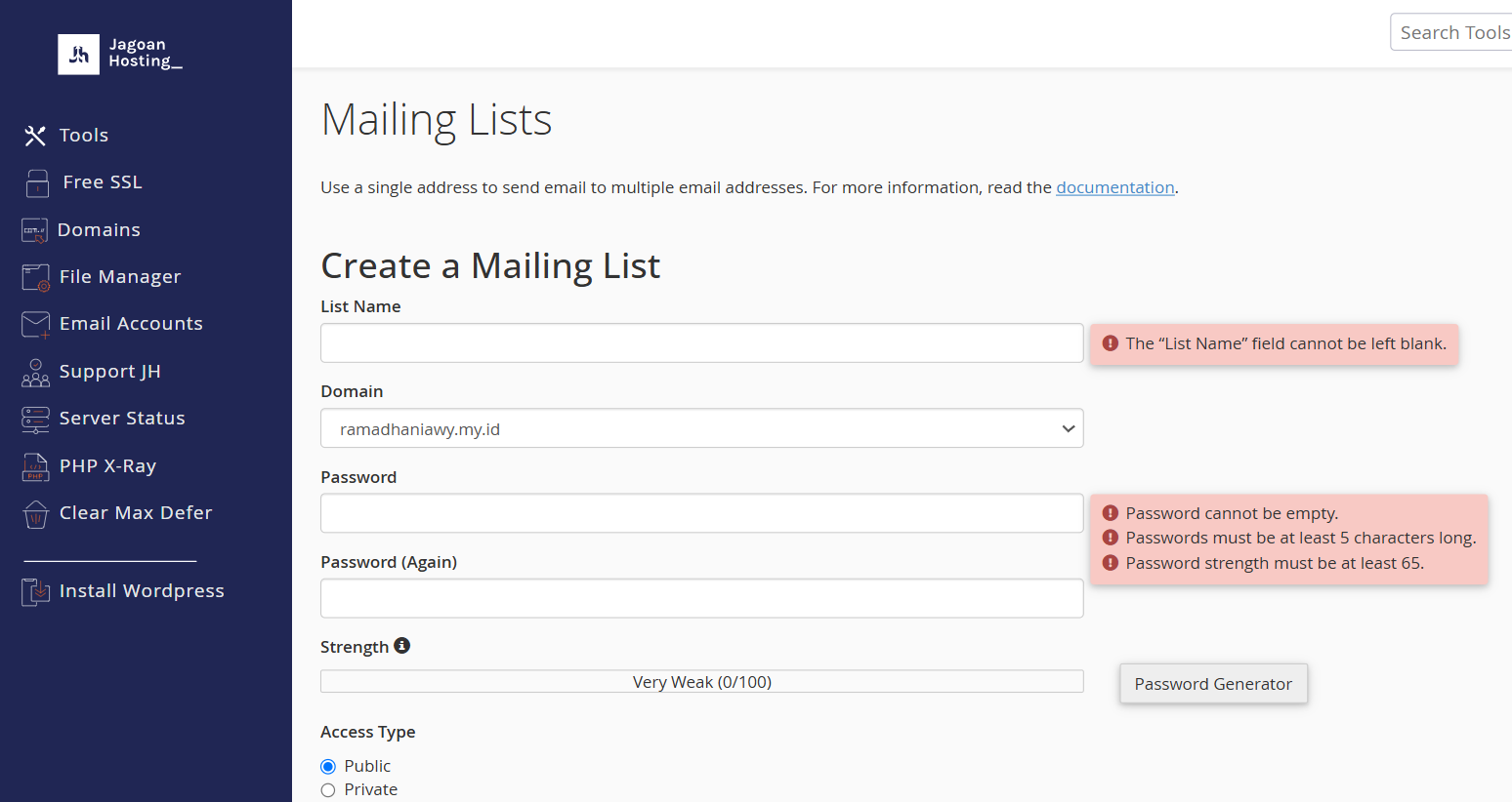 create mailing