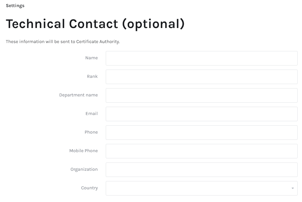 technical contact form