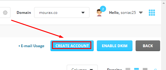 Menu Create Account
