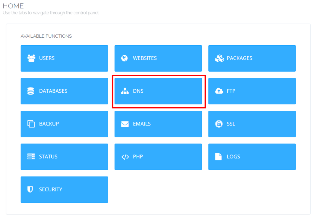 menu DNS di dashboard cyberpanel