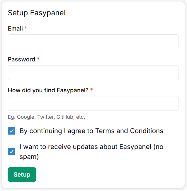 Tampilan Awal EasyPanel