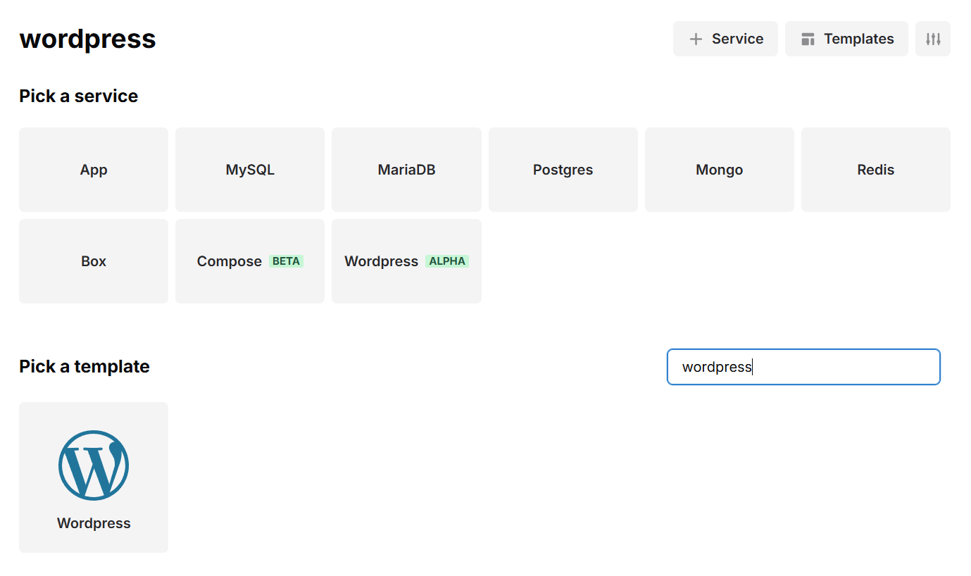 Container Wordpress