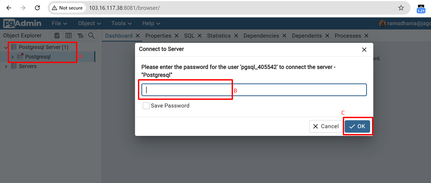 Password Server PostgreSQL