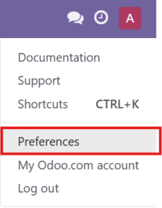 masuk menu preferences Odoo