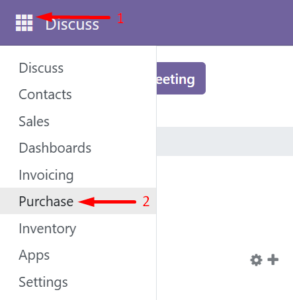 menu purchase odoo