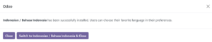 pop-up ubah bahasa di Odoo