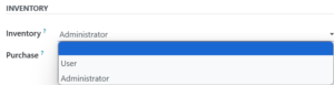 hak akses inventory Odoo
