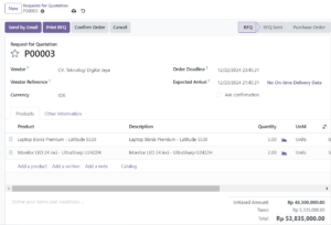 form RFQ Odoo