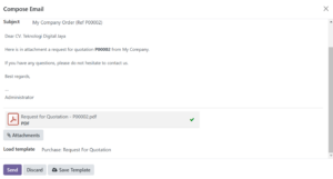 preview email RFQ Odoo