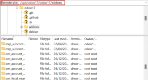 akses direktori Odoo dengan FTP
