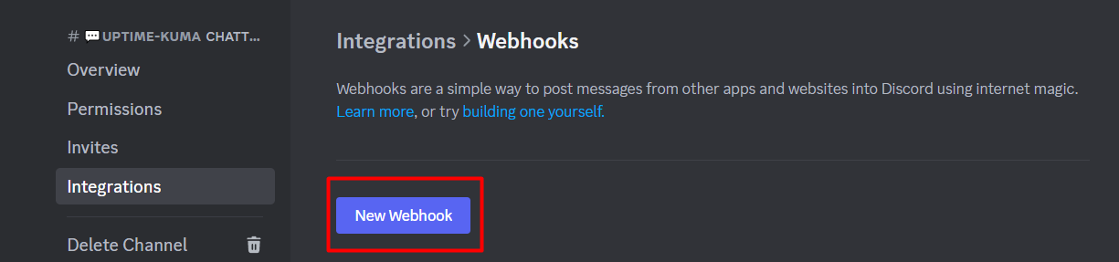 new webhook