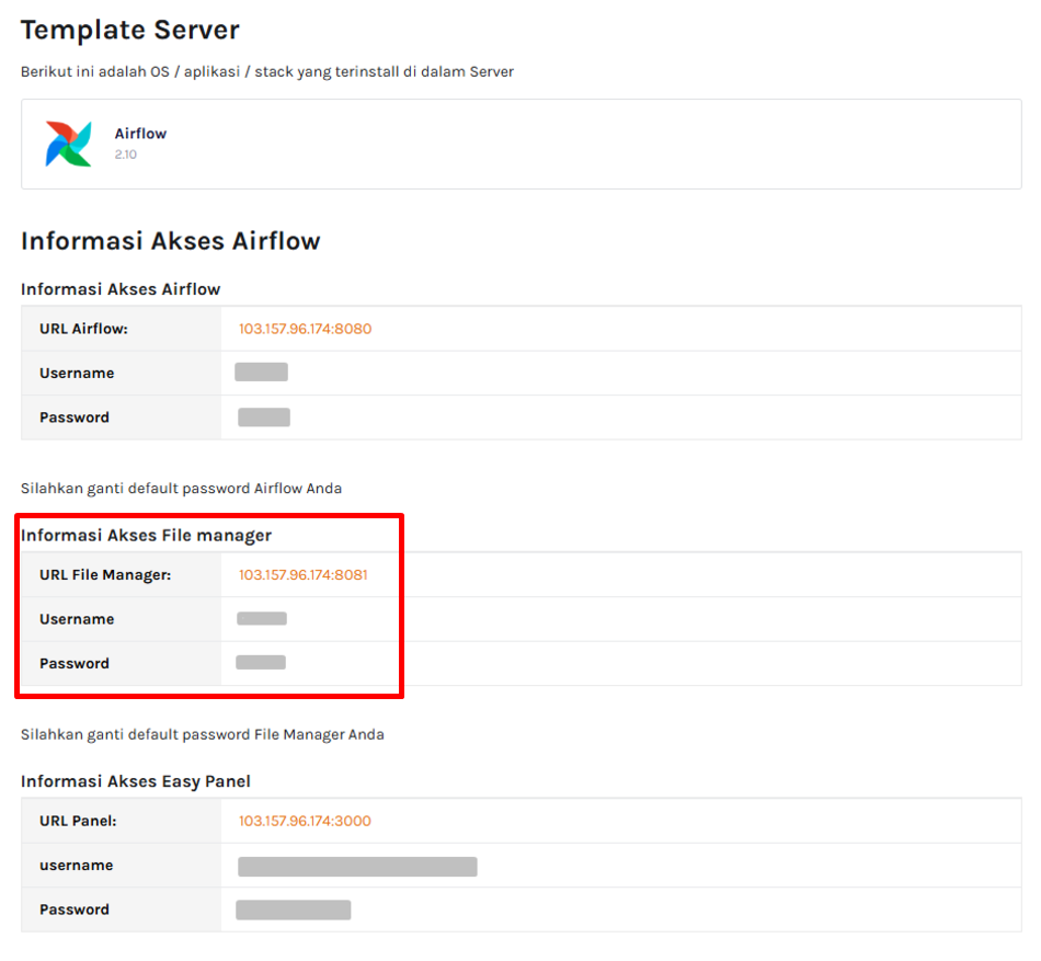 akses login file manager airflow