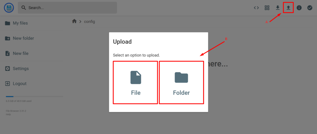 upload file di file browser