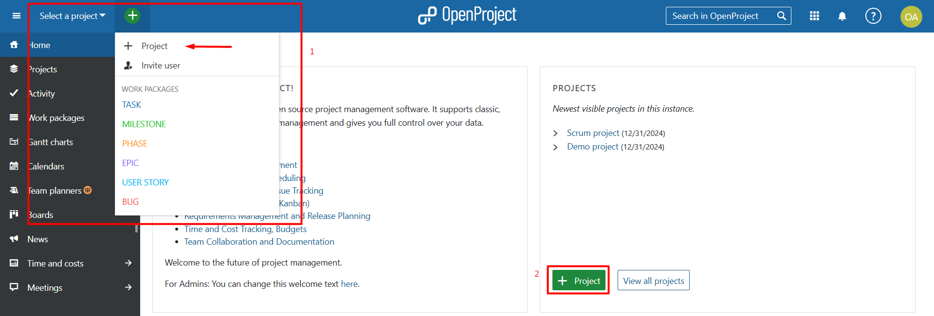 Membuat Project Baru di OpenProject