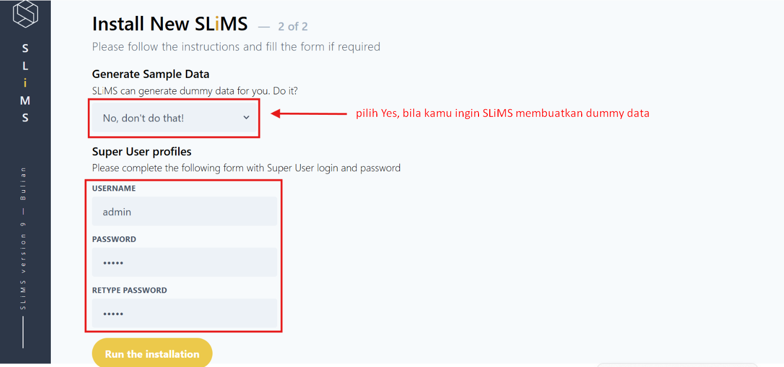 Kredensial Web SLiMS Update