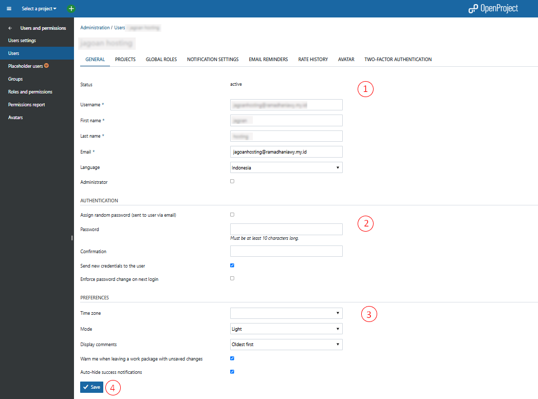 General Settings OpenProject