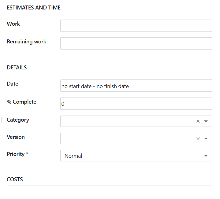 Form Task Work Package di OpenProject