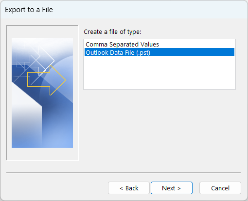 Pilih Outlook Data File