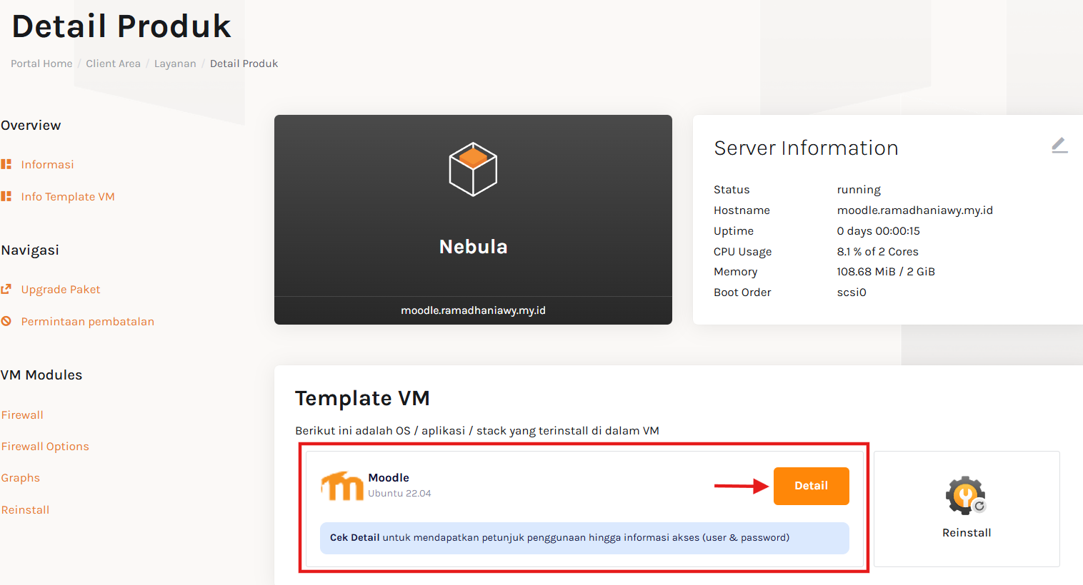 Dashboard Moodle