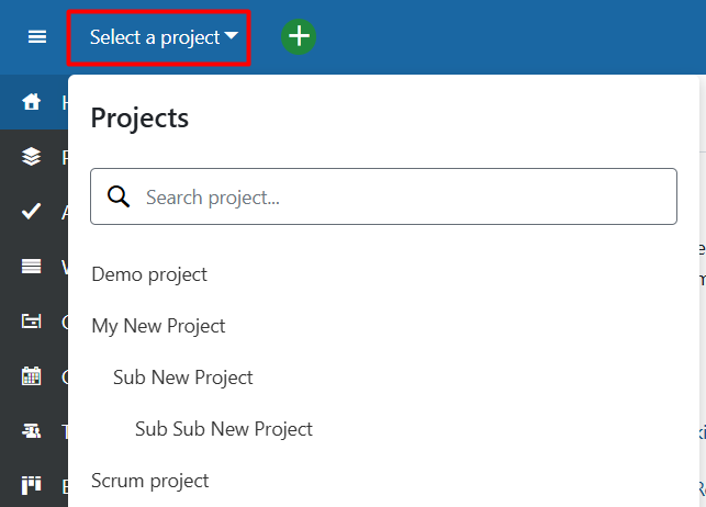 Memilih Project di OpenProject