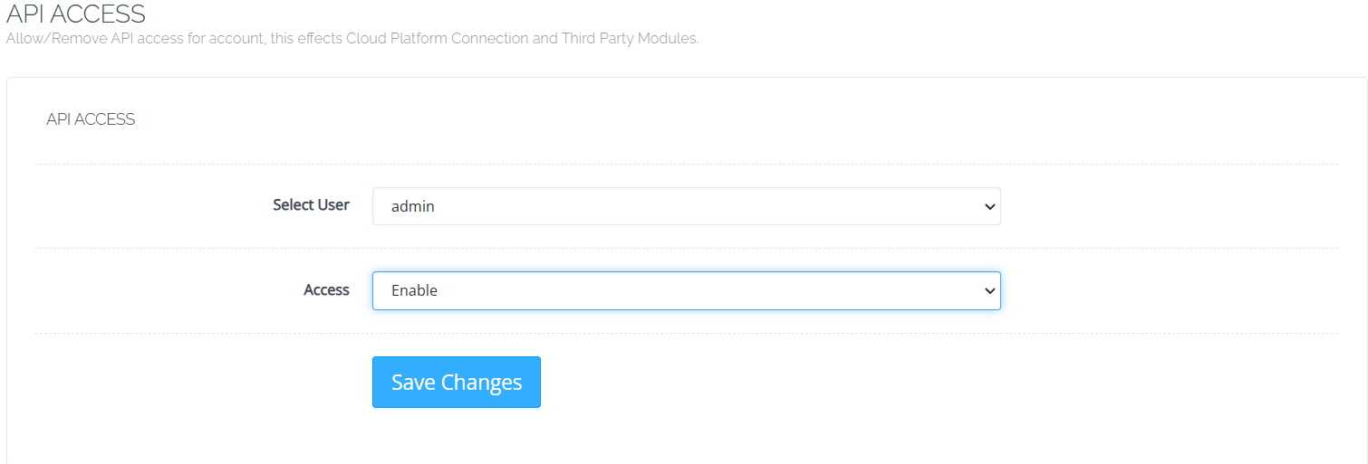 API Access Cyberpanel