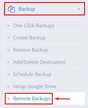 Menu Backup di Cyberpanel