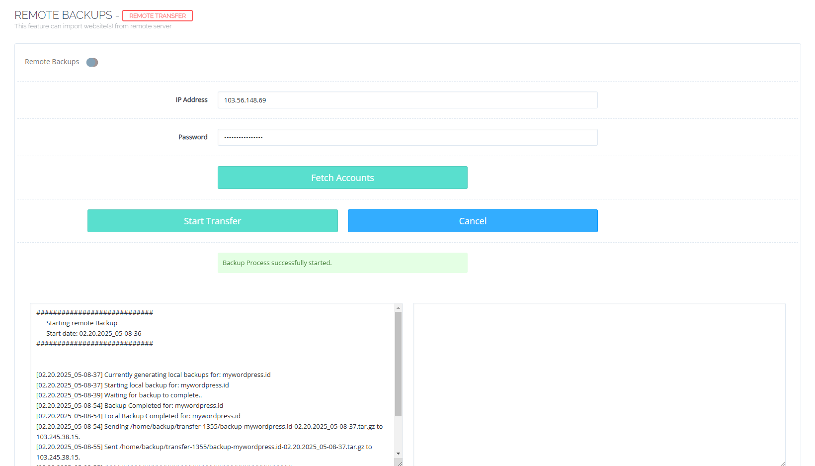 Migrasi progres cyberpanel